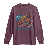 Funny Fisherman Keepin It Reel Long Sleeve Shirt Fishing Lure American Flag Bass Fishing - Wonder Print Shop