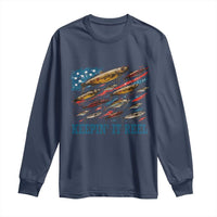 Funny Fisherman Keepin It Reel Long Sleeve Shirt Fishing Lure American Flag Bass Fishing - Wonder Print Shop