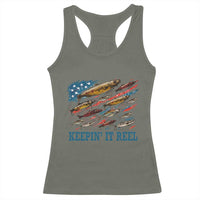 Funny Fisherman Keepin It Reel Racerback Tank Top Fishing Lure American Flag Bass Fishing - Wonder Print Shop