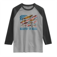 Funny Fisherman Keepin It Reel Raglan Shirt Fishing Lure American Flag Bass Fishing - Wonder Print Shop