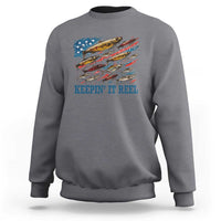 Funny Fisherman Keepin It Reel Sweatshirt Fishing Lure American Flag Bass Fishing - Wonder Print Shop