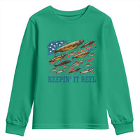 Funny Fisherman Keepin It Reel Youth Sweatshirt Fishing Lure American Flag Bass Fishing - Wonder Print Shop