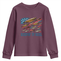 Funny Fisherman Keepin It Reel Youth Sweatshirt Fishing Lure American Flag Bass Fishing - Wonder Print Shop