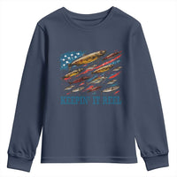 Funny Fisherman Keepin It Reel Youth Sweatshirt Fishing Lure American Flag Bass Fishing - Wonder Print Shop