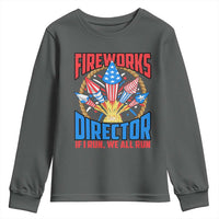 Funny Fireworks Director Youth Sweatshirt If I Run We All Run 4th Of July Rocket American Flag - Wonder Print Shop