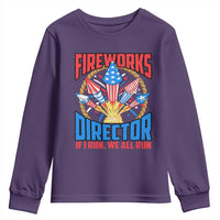 Funny Fireworks Director Youth Sweatshirt If I Run We All Run 4th Of July Rocket American Flag - Wonder Print Shop