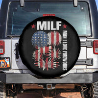 Funny MILF Man I Love Fireworks Spare Tire Cover American Patriotic July 4th US Flag - Wonder Print Shop