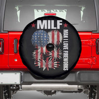 Funny MILF Man I Love Fireworks Spare Tire Cover American Patriotic July 4th US Flag - Wonder Print Shop