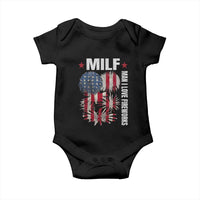 Funny MILF Man I Love Fireworks Baby Onesie American Patriotic July 4th US Flag - Wonder Print Shop