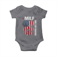 Funny MILF Man I Love Fireworks Baby Onesie American Patriotic July 4th US Flag - Wonder Print Shop