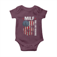 Funny MILF Man I Love Fireworks Baby Onesie American Patriotic July 4th US Flag - Wonder Print Shop