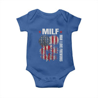 Funny MILF Man I Love Fireworks Baby Onesie American Patriotic July 4th US Flag - Wonder Print Shop