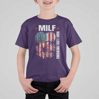 Funny MILF Man I Love Fireworks T Shirt For Kid American Patriotic July 4th US Flag - Wonder Print Shop