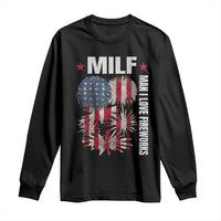 Funny MILF Man I Love Fireworks Long Sleeve Shirt American Patriotic July 4th US Flag - Wonder Print Shop