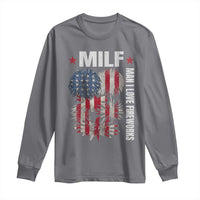 Funny MILF Man I Love Fireworks Long Sleeve Shirt American Patriotic July 4th US Flag - Wonder Print Shop