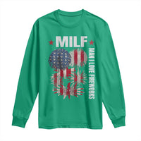 Funny MILF Man I Love Fireworks Long Sleeve Shirt American Patriotic July 4th US Flag - Wonder Print Shop