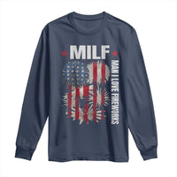 Funny MILF Man I Love Fireworks Long Sleeve Shirt American Patriotic July 4th US Flag - Wonder Print Shop