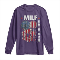 Funny MILF Man I Love Fireworks Long Sleeve Shirt American Patriotic July 4th US Flag - Wonder Print Shop