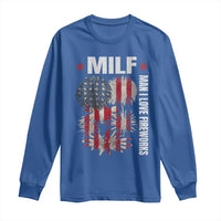 Funny MILF Man I Love Fireworks Long Sleeve Shirt American Patriotic July 4th US Flag - Wonder Print Shop