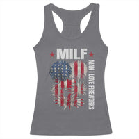 Funny MILF Man I Love Fireworks Racerback Tank Top American Patriotic July 4th US Flag - Wonder Print Shop