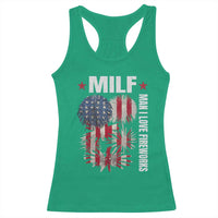Funny MILF Man I Love Fireworks Racerback Tank Top American Patriotic July 4th US Flag - Wonder Print Shop