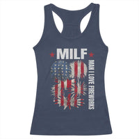 Funny MILF Man I Love Fireworks Racerback Tank Top American Patriotic July 4th US Flag - Wonder Print Shop