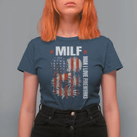 Funny MILF Man I Love Fireworks T Shirt For Women American Patriotic July 4th US Flag - Wonder Print Shop