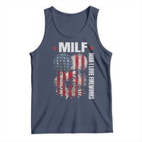 Funny MILF Man I Love Fireworks Tank Top American Patriotic July 4th US Flag - Wonder Print Shop