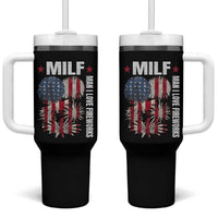 Funny MILF Man I Love Fireworks Tumbler With Handle American Patriotic July 4th US Flag - Wonder Print Shop