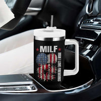 Funny MILF Man I Love Fireworks Tumbler With Handle American Patriotic July 4th US Flag - Wonder Print Shop