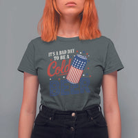 Funny 4th of July Drinking T Shirt For Women Its A Bad Day To Be A Cold Beer American Flag - Wonder Print Shop