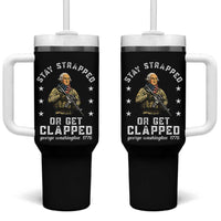 Funny Stay Trapped Or Get Clapped George Washington Tumbler With Handle 4th of July - Wonder Print Shop