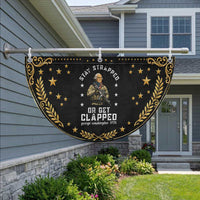 Funny Stay Trapped Or Get Clapped George Washington Patriotic Fan Flag 4th of July