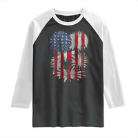 Funny American Fireworks Patriotic July 4th US Flag Raglan Shirt - Wonder Print Shop
