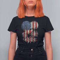 Funny American Fireworks Patriotic July 4th US Flag T Shirt For Women - Wonder Print Shop