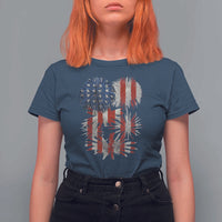 Funny American Fireworks Patriotic July 4th US Flag T Shirt For Women - Wonder Print Shop