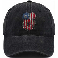 Funny American Fireworks Patriotic July 4th US Flag Washed Cotton Baseball Cap