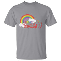 Teacher Assistant T Shirt Back To School Rainbow Apple Cloud - Wonder Print Shop