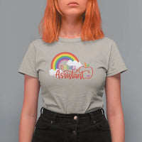 Teacher Assistant T Shirt For Women Back To School Rainbow Apple Cloud - Wonder Print Shop