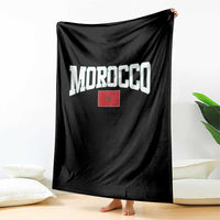 Morocco Football Throwback Design Vintage Moroccan Flag Jersey Style Throw Blanket