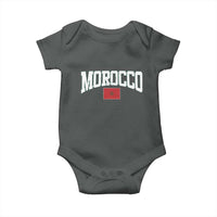 Morocco Football Throwback Design Vintage Moroccan Flag Jersey Style Baby Onesie