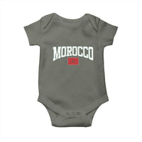 Morocco Football Throwback Design Vintage Moroccan Flag Jersey Style Baby Onesie