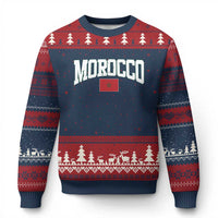 Morocco Football Throwback Design Vintage Moroccan Flag Jersey Style Ugly Christmas Sweater