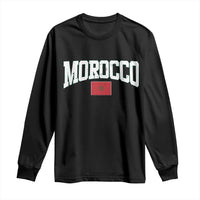 Morocco Football Throwback Design Vintage Moroccan Flag Jersey Style Long Sleeve Shirt