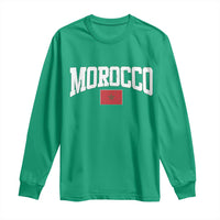 Morocco Football Throwback Design Vintage Moroccan Flag Jersey Style Long Sleeve Shirt