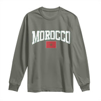 Morocco Football Throwback Design Vintage Moroccan Flag Jersey Style Long Sleeve Shirt