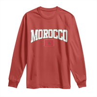 Morocco Football Throwback Design Vintage Moroccan Flag Jersey Style Long Sleeve Shirt
