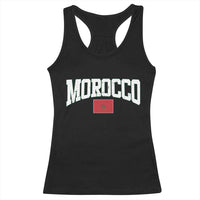 Morocco Football Throwback Design Vintage Moroccan Flag Jersey Style Racerback Tank Top