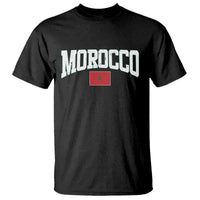 Morocco Football Throwback Design Vintage Moroccan Flag Jersey Style T Shirt