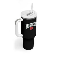 Morocco Football Throwback Design Vintage Moroccan Flag Jersey Style Tumbler With Handle